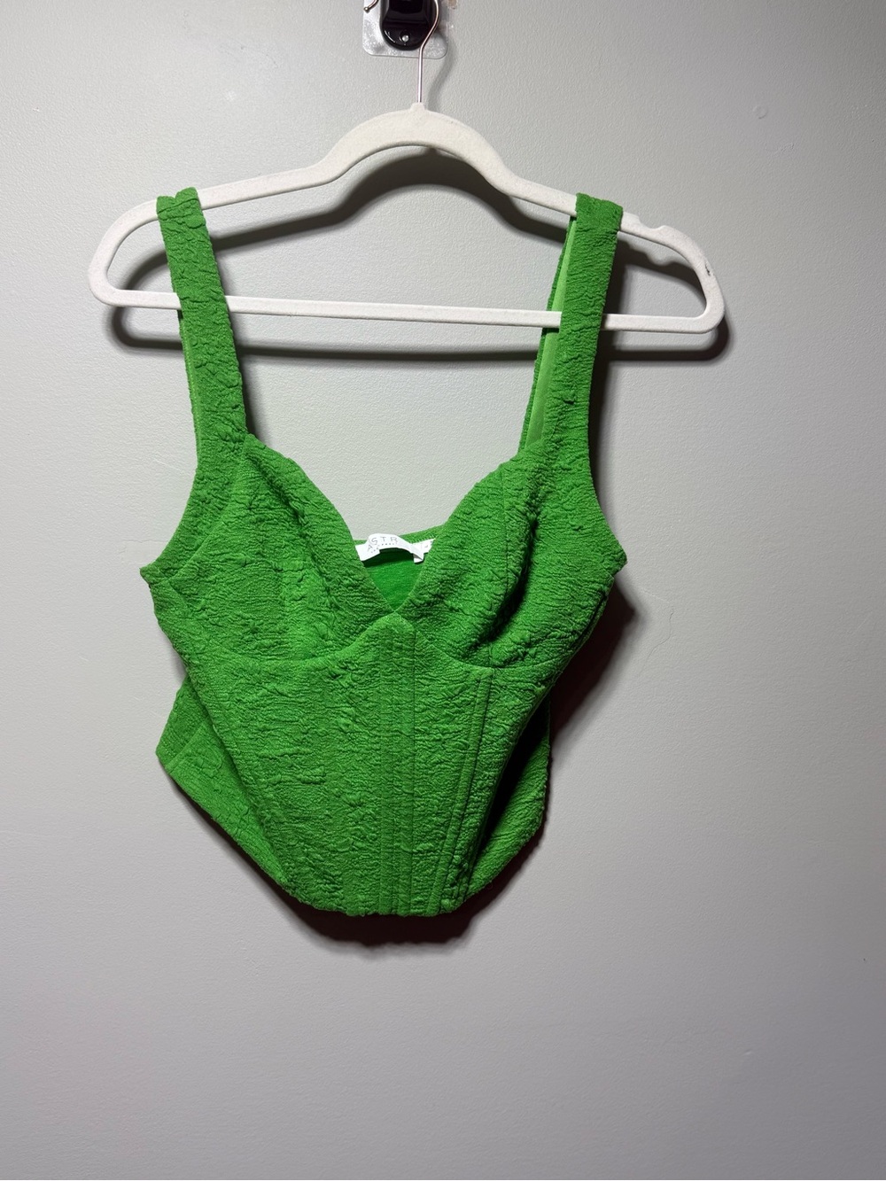 ASTR The Label Textured Corset Top Green L Y2K coastal cowgirl